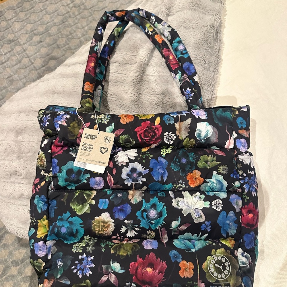 Floral Black Tote Bag